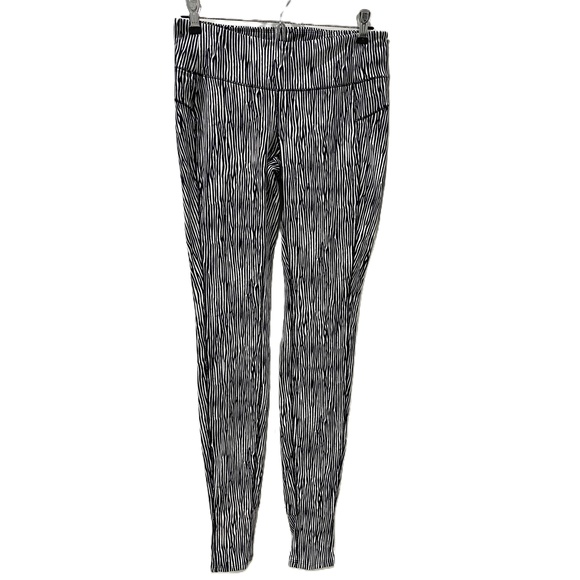 New Balance Stirrup Leggings Black White Striped Women's Medium - Picture 1 of 13